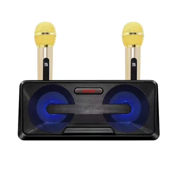 SDRD301 семейна безжичен караоке система, bluetooth високоговорител безжичен микрофон двоен хор с притежател на мобилен телефон, AUX, USB карта