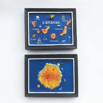 QIQIPP Испания на Канарските Острови Креативна Фоторамка Триизмерна Карта на Ориентир за Пътуване Спомен Занаяти Магнитен Магнит За Хладилник